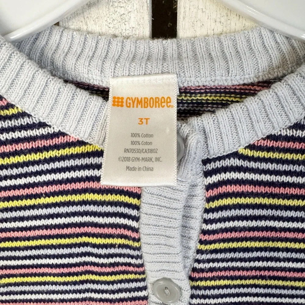 Gymboree Girls Rainbow Striped Cotton Cardigan Sweater Button Front Size 3T